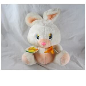 Easter Bunny Rabbit Stuffed Plush Animal Cuddly Toy Paper Tag Vintage 1983
